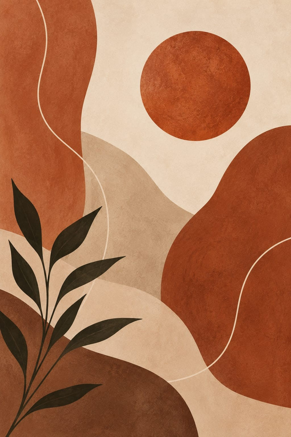 Terracotta Sun wall art – Boho Abstract – UV printed on ECO Board by Wall Gallery Sri Lanka