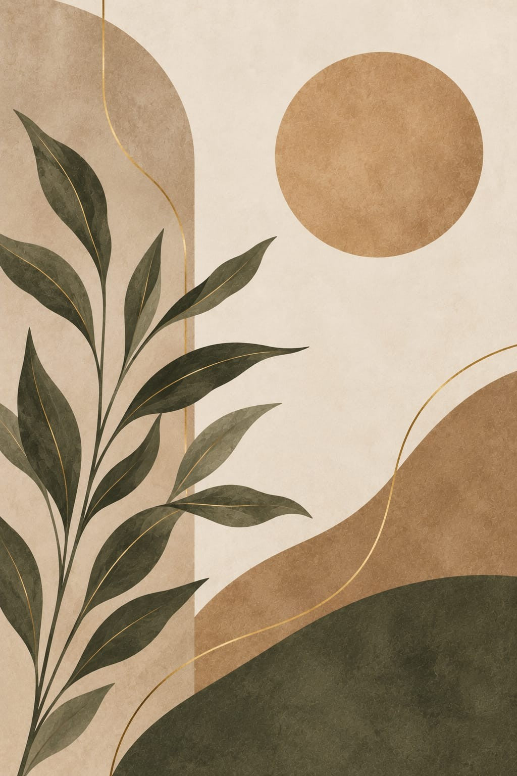 Olive Sunrise wall art – Boho Botanical – UV printed on ECO Board by Wall Gallery Sri Lanka