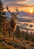 Highland Stag wall art – Misty Valley – UV printed on ECO Board by Wall Gallery Sri Lanka