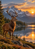 Lakeside Stag wall art – Golden Hour – UV printed on ECO Board by Wall Gallery Sri Lanka