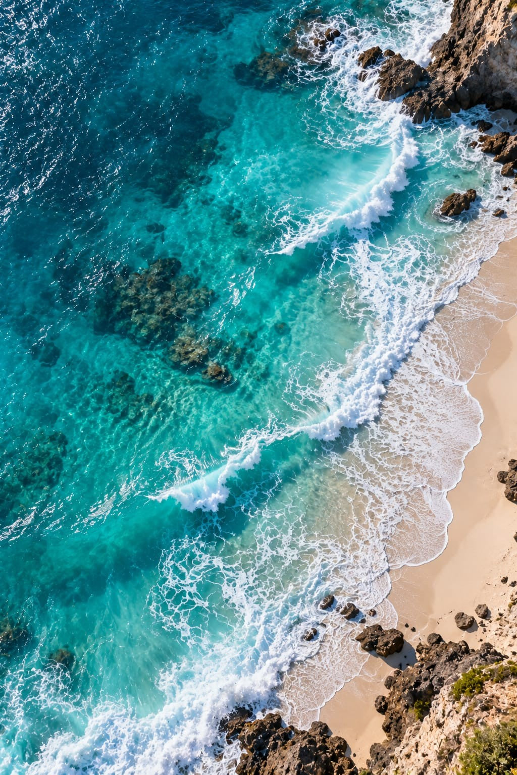 Turquoise Waves wall art – Aerial Beach – UV printed on ECO Board by Wall Gallery Sri Lanka