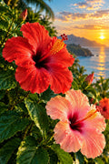Hibiscus Glow wall art – Tropical Bloom – UV printed on ECO Board by Wall Gallery Sri Lanka