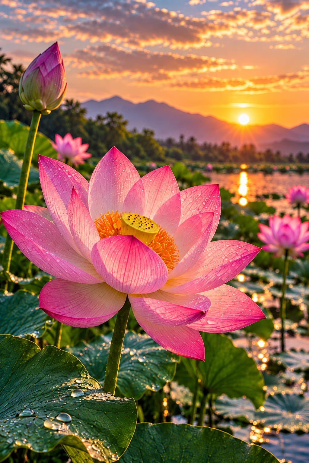 Pink Lotus wall art – Nelum Mala – UV printed on ECO Board by Wall Gallery Sri Lanka