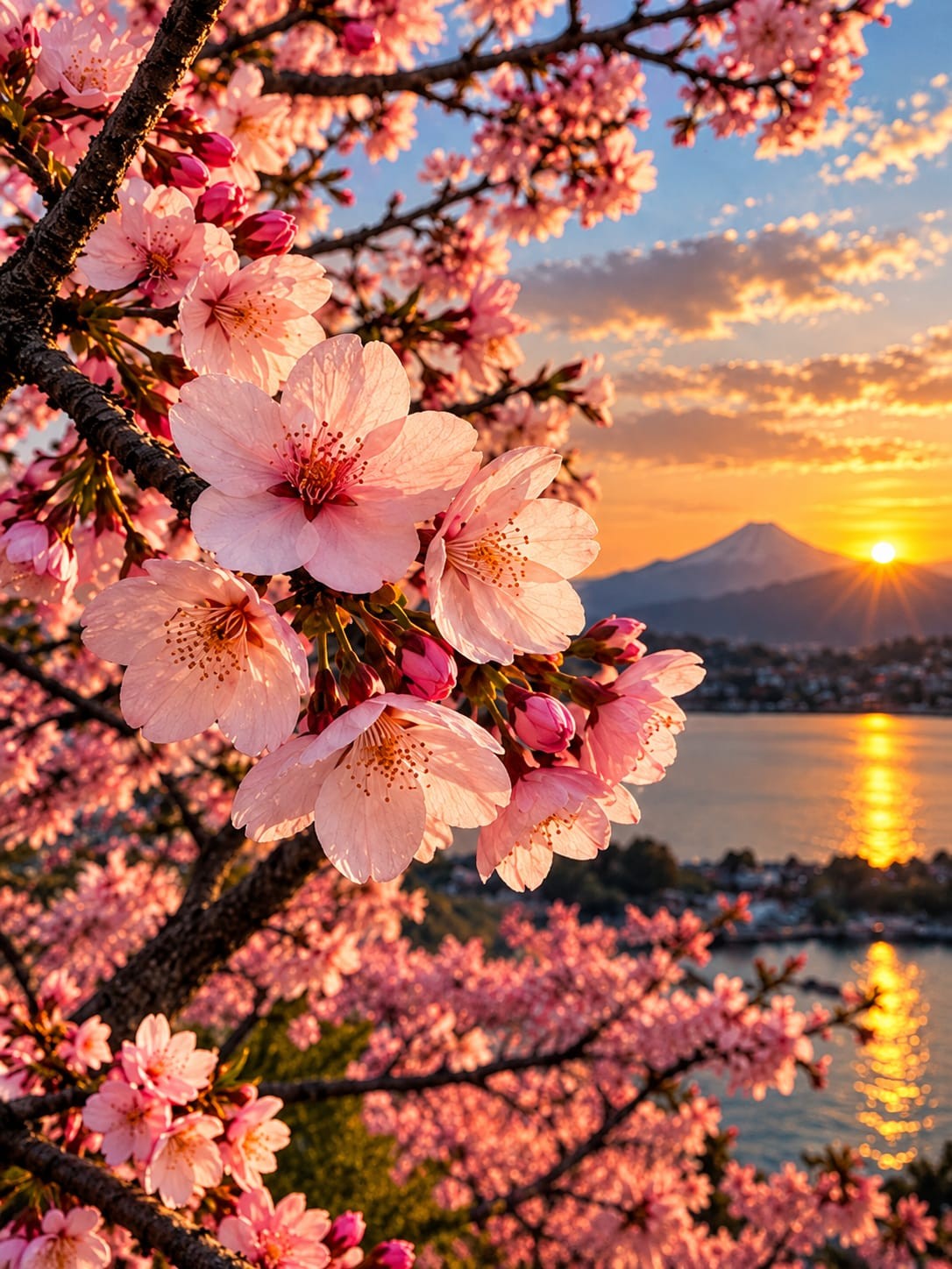 Cherry Blossom wall art – Spring Sunset – UV printed on ECO Board by Wall Gallery Sri Lanka