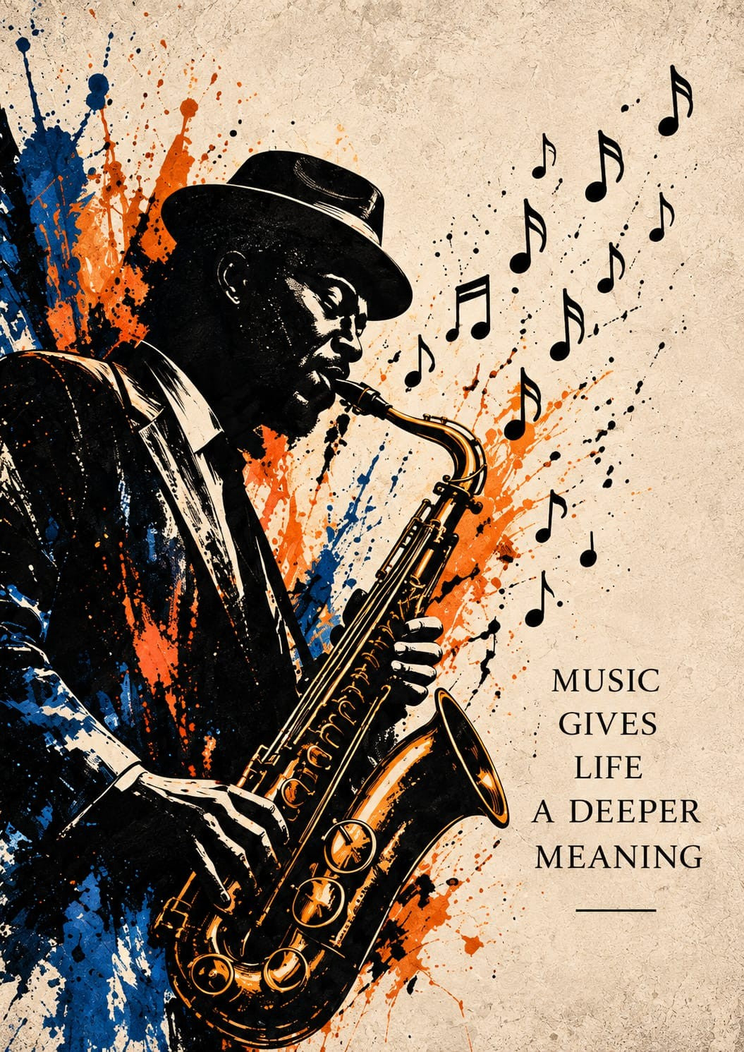 Jazz Saxophone wall art – Music Gives Life – UV printed on ECO Board by Wall Gallery Sri Lanka