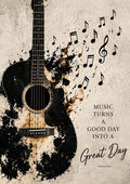 Great Day wall art – Guitar & Notes – UV printed on ECO Board by Wall Gallery Sri Lanka