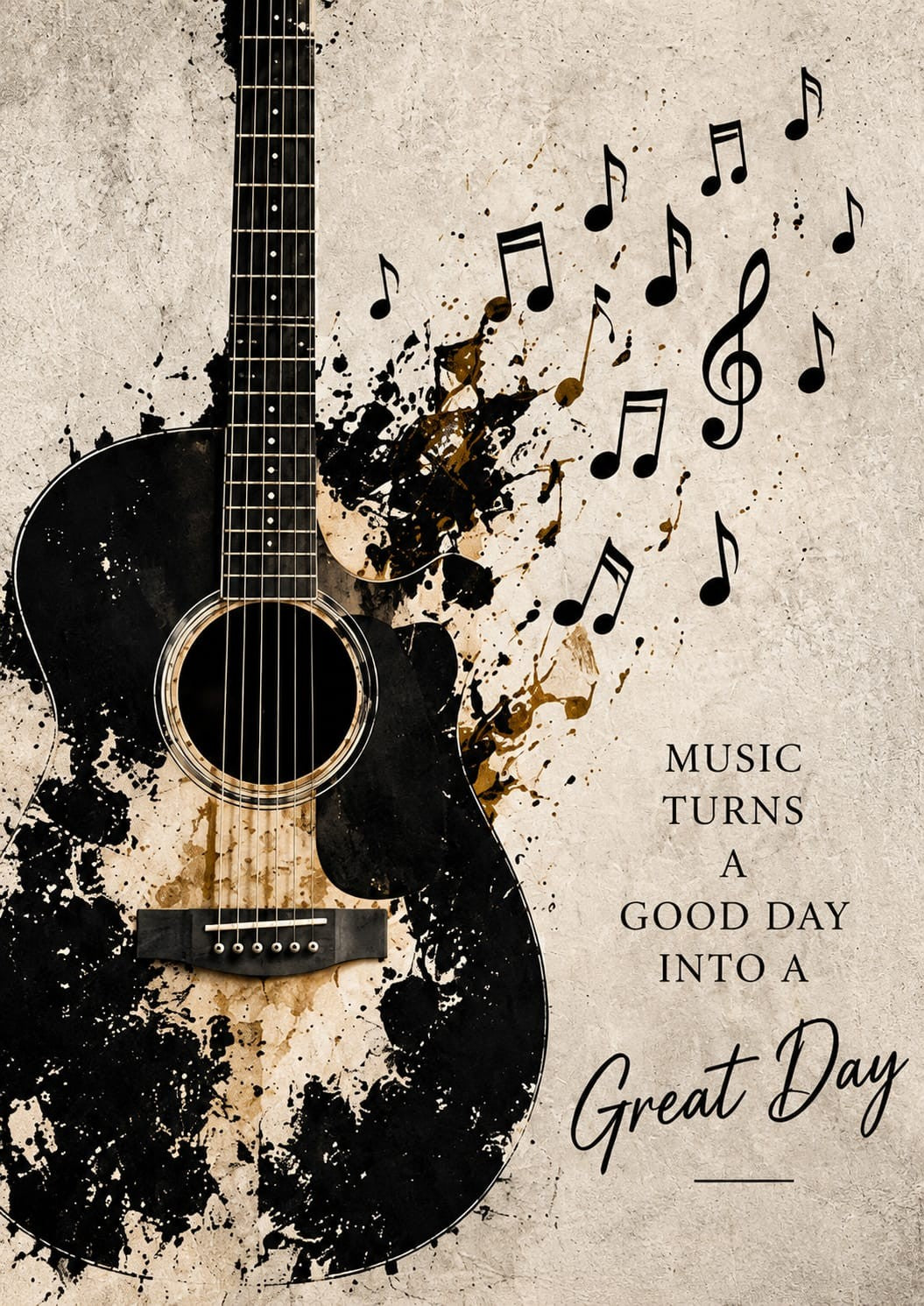 Great Day wall art – Guitar & Notes – UV printed on ECO Board by Wall Gallery Sri Lanka