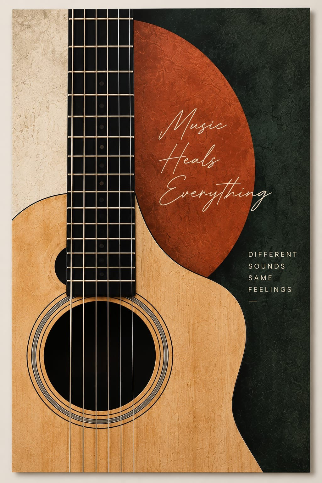 Music Heals wall art – Acoustic Guitar – UV printed on ECO Board by Wall Gallery Sri Lanka