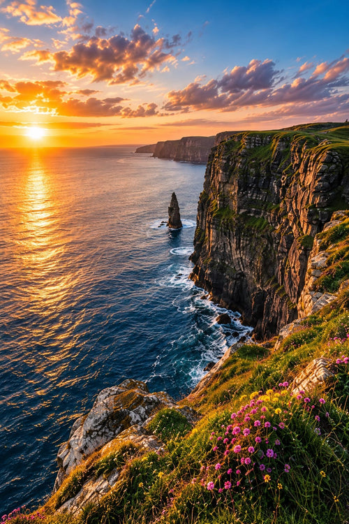 Cliffside Sunset wall art – Ocean Cliffs – UV printed on ECO Board by Wall Gallery Sri Lanka