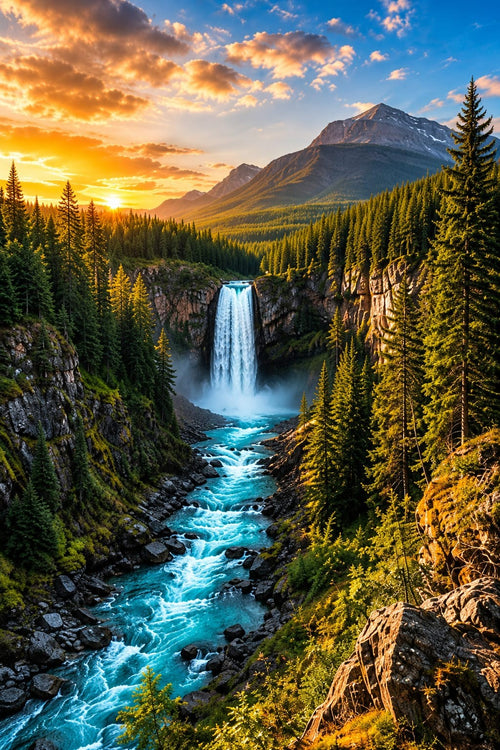 Alpine Falls wall art – Mountain Valley – UV printed on ECO Board by Wall Gallery Sri Lanka